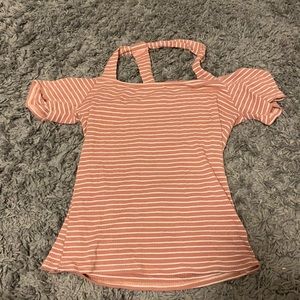 Peach and White Stripe Top